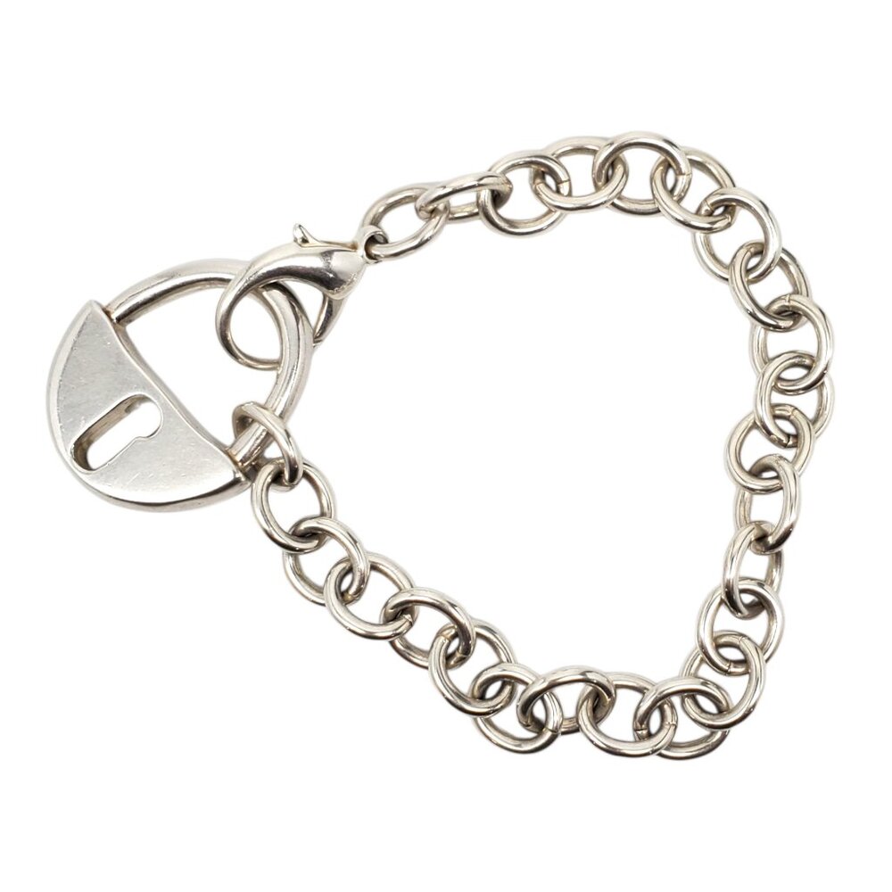 Robert Lee Morris Sterling Silver Padlock Charm Link Bracelet #23657 - Picture 1 of 16